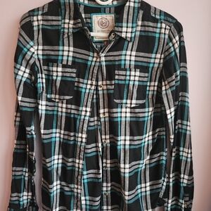 SO Plaid Shirt in Black and Teal